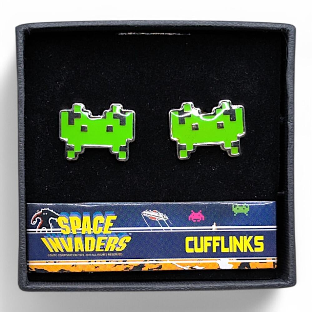 Vintage Atari Space Invaders Cufflinks Green Crab Invader